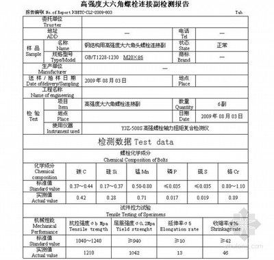 鋼結構高強度螺栓檢測